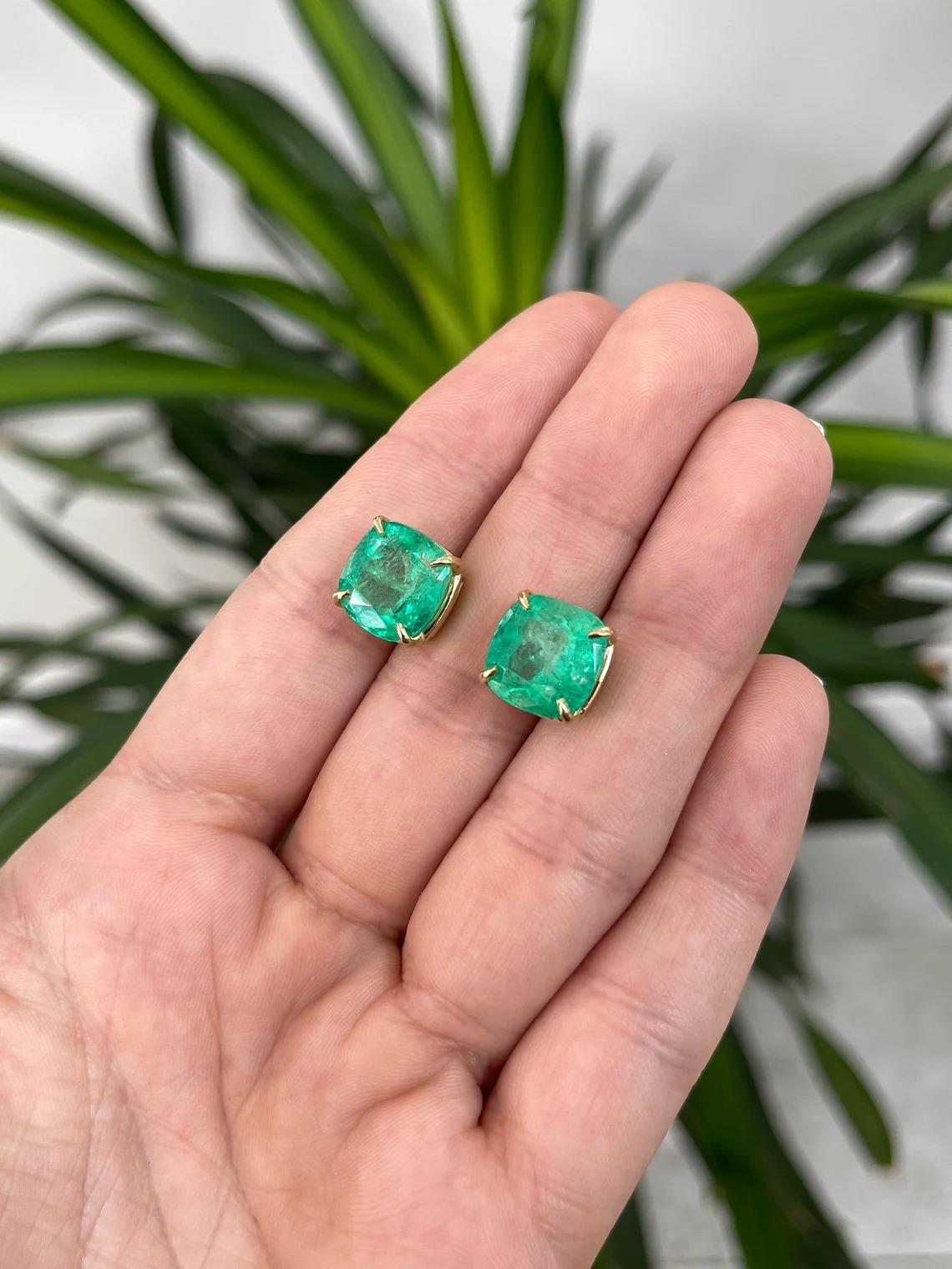 cushion emerald earrings