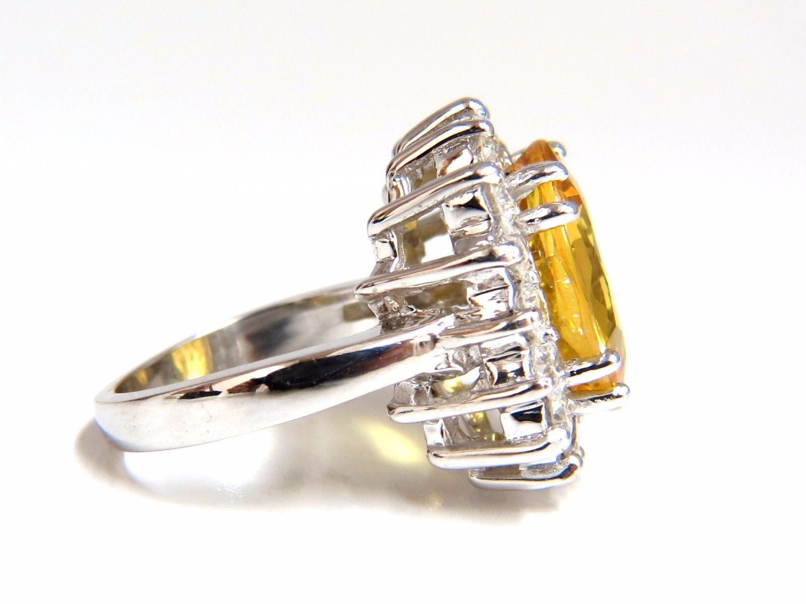 11,81 Karat natürlicher gelber Saphir Diamanten Ring 14 Karat Kanarien hell (Ovalschliff) im Angebot