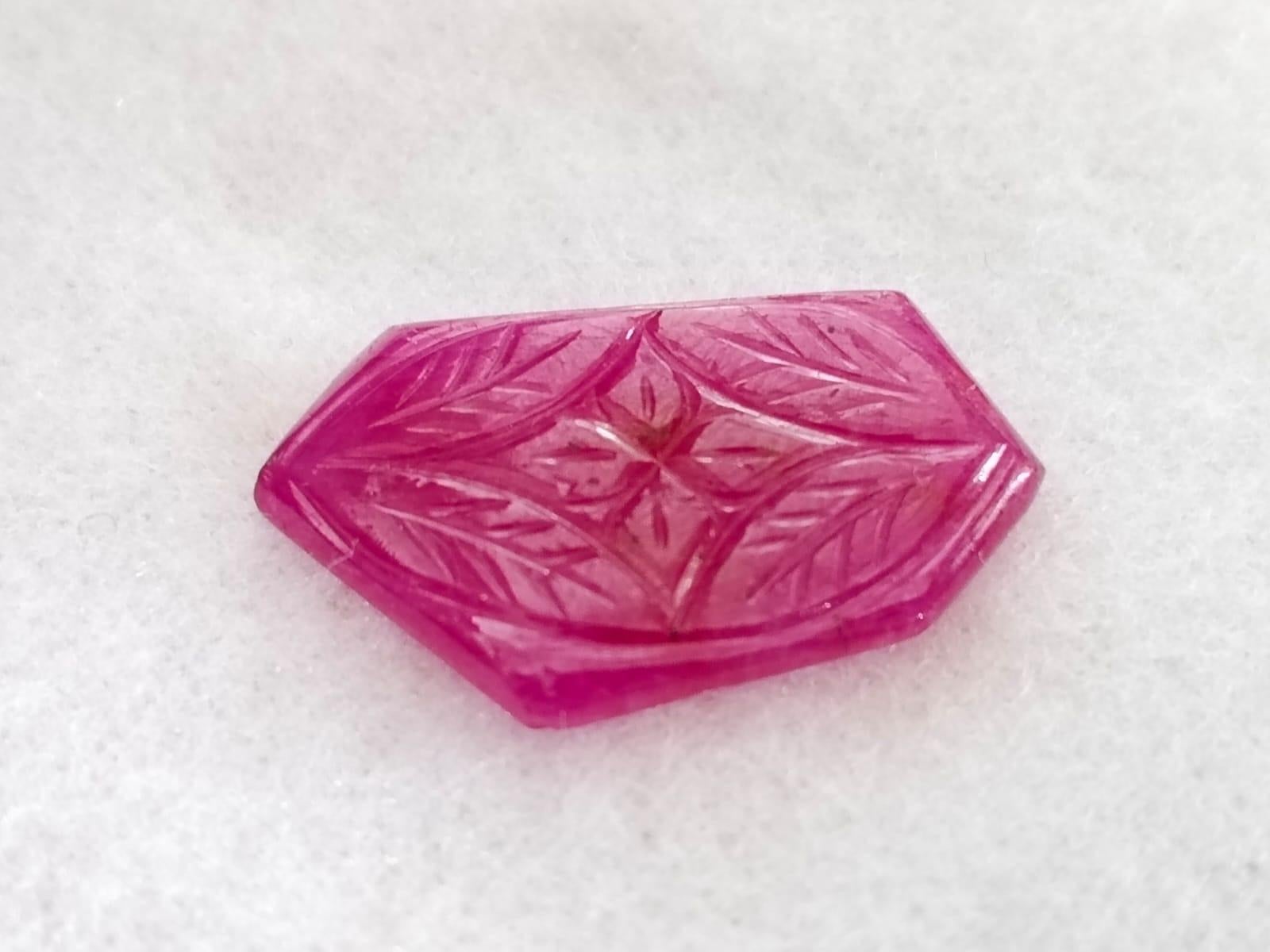 Art Deco 11.82 Carat Natural Ruby Fancy Carving Loose Gemstone  For Sale