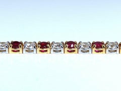 11.83 Carat Vivid Red Natural Ruby Diamonds Tennis Bracelet 14kt Gold Two-Toned
