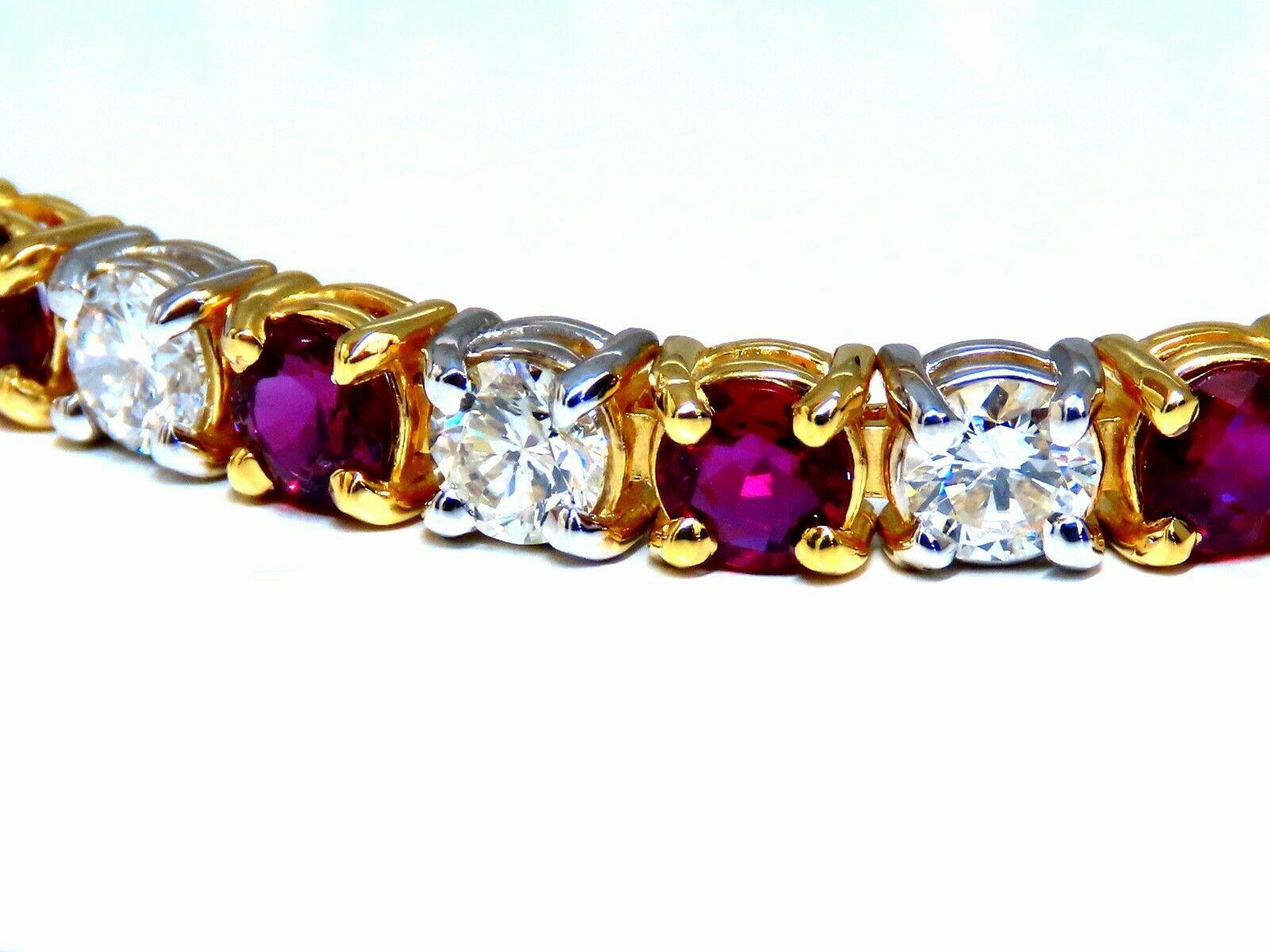 11,83 quilates de rubí natural rojo vivo Diamantes Pulsera de tenis Oro de 14 quilates bicolor en Nuevo estado para la venta en New York, NY