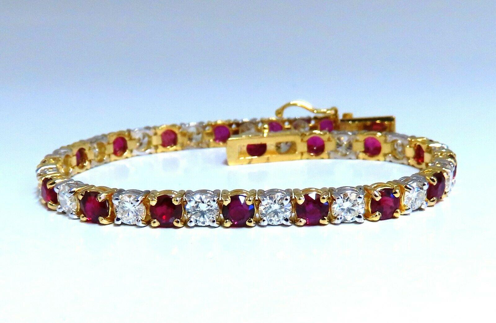 11,83 quilates de rubí natural rojo vivo Diamantes Pulsera de tenis Oro de 14 quilates bicolor en venta 2
