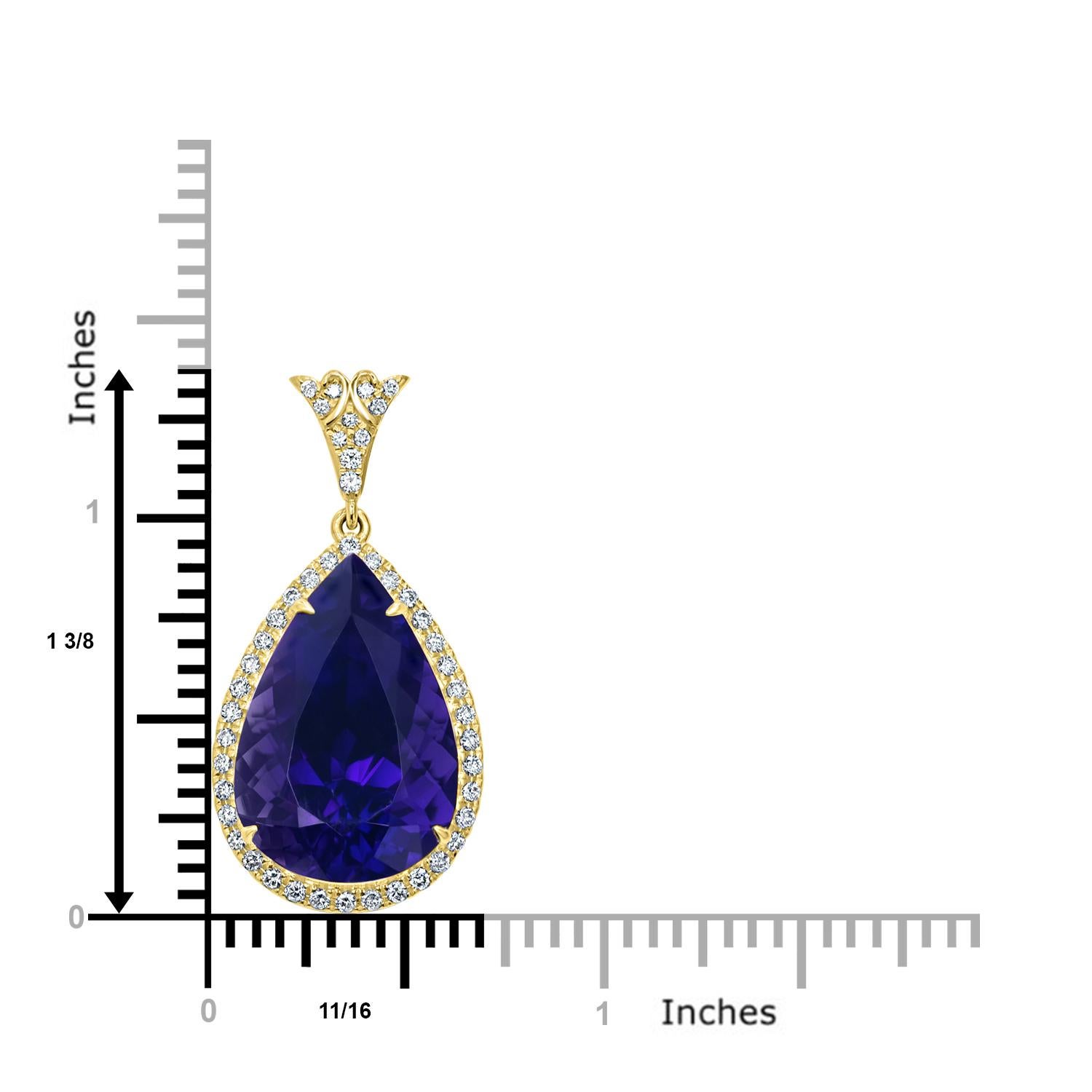 Pear Cut 11.84 Carats Uruguay Amethyst and Diamond Pendant For Sale