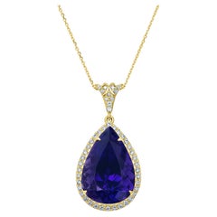 Vintage 11.84 Carats Uruguay Amethyst and Diamond Pendant