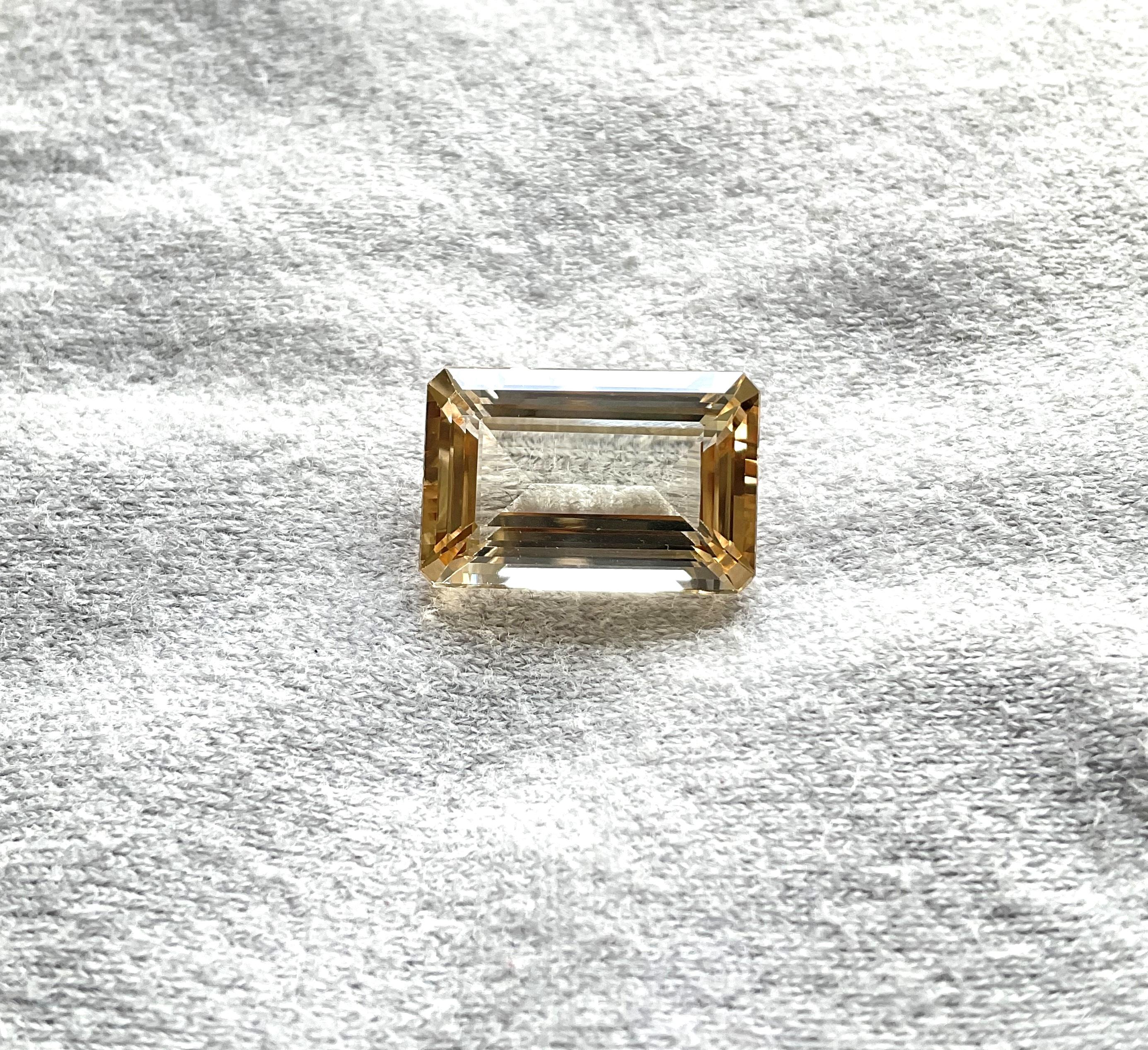 Art Deco 11.85 Carats Champagne Tourmaline Octagon Faceted Cut Stone Natural Gemstone For Sale