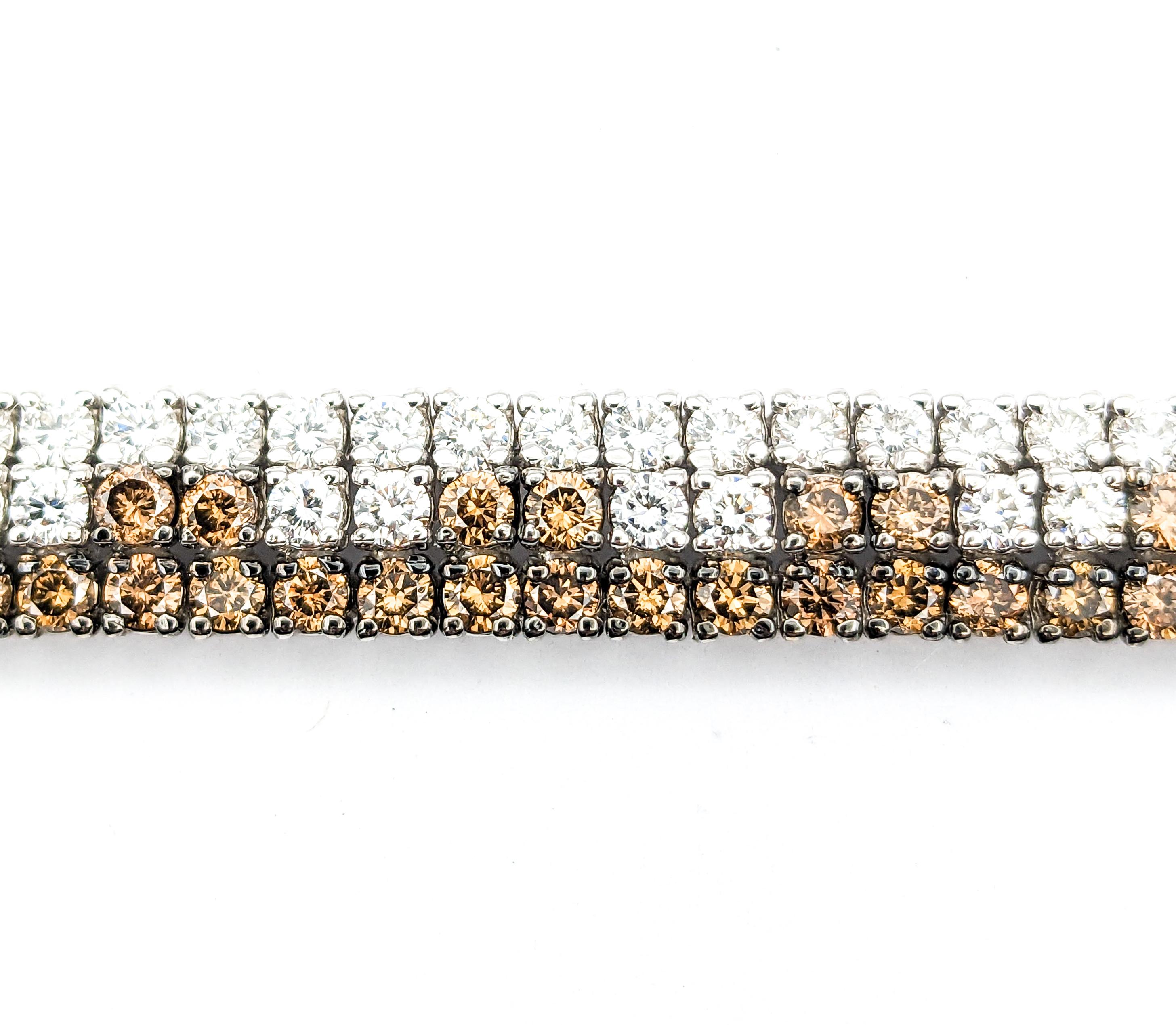 11,85ctw Diamant 3 Linie Bi-Color Armband in Weißgold im Zustand „Hervorragend“ im Angebot in Bloomington, MN