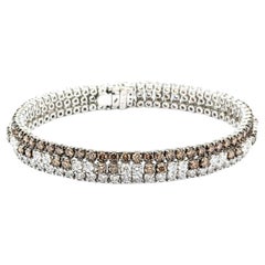 11.85ctw Diamond 3 Line Bi-Color Bracelet en or blanc