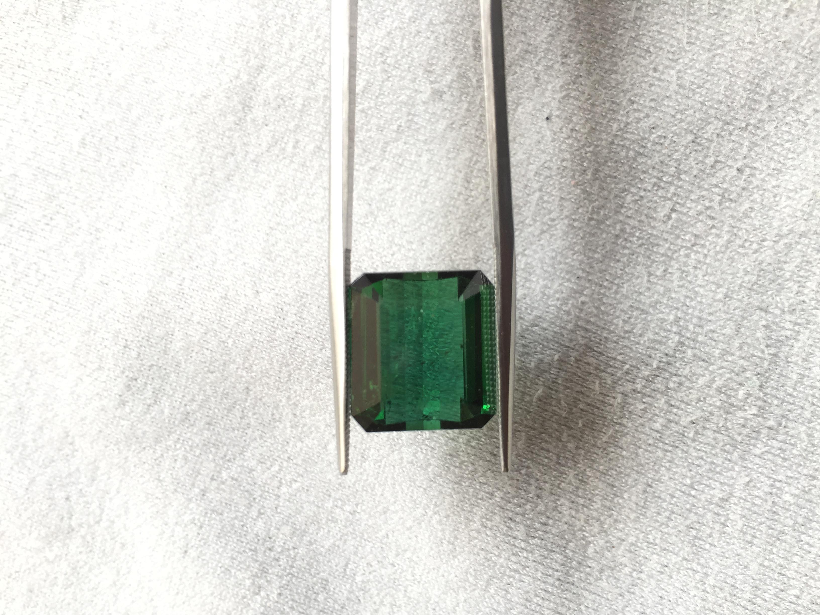 11.86 Carat Green Tourmaline Octagon Cut for Fine Jewellery In New Condition For Sale In Jaipur, RJ