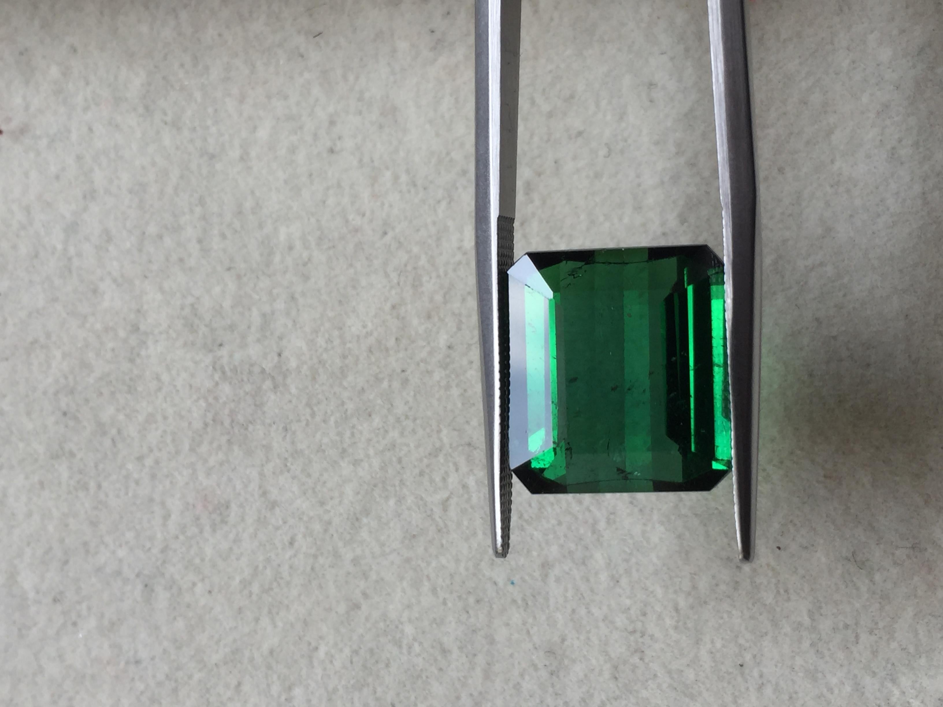 11.86 Carat Green Tourmaline Octagon Cut for Fine Jewellery For Sale 3