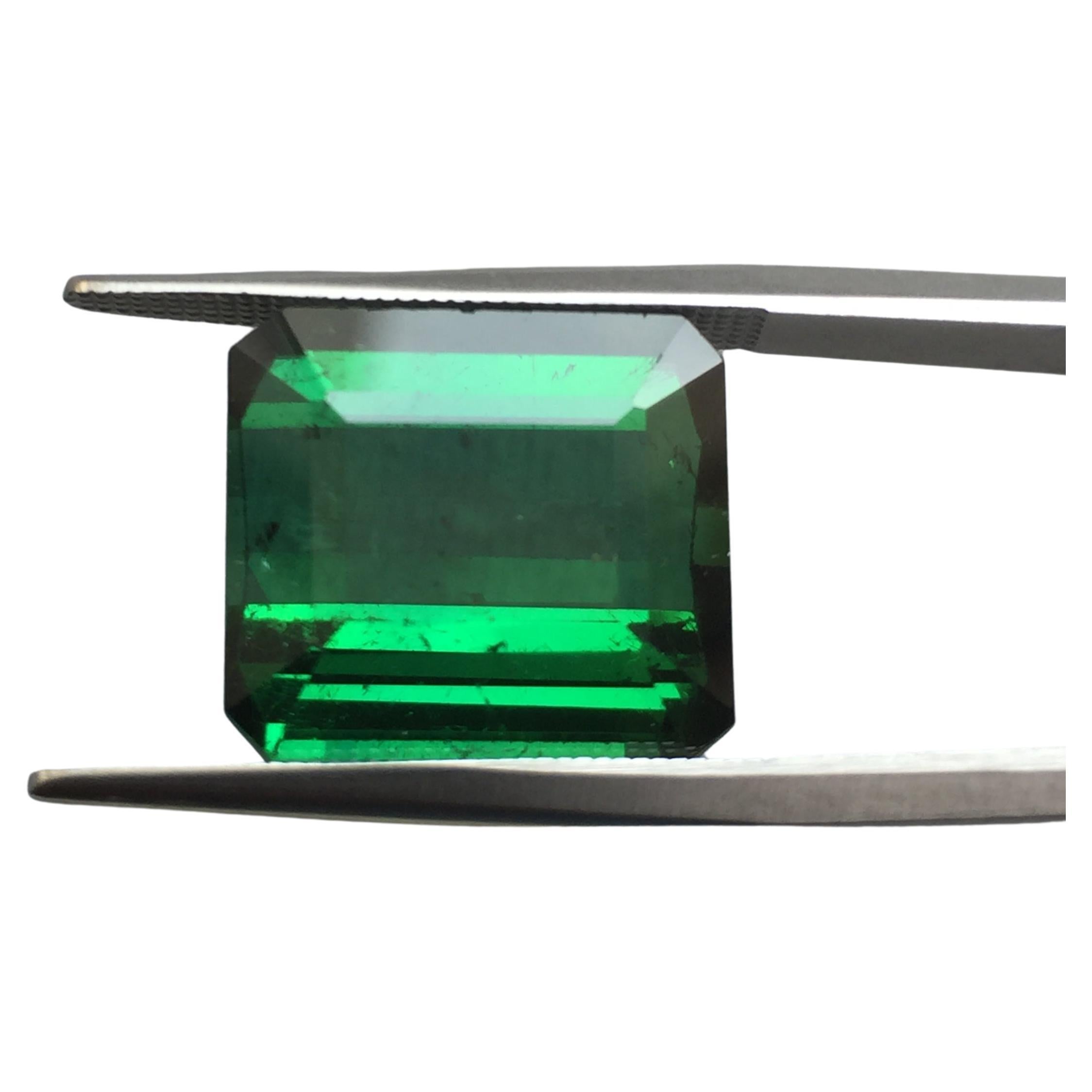 11.86 Carat Green Tourmaline Octagon Cut for Fine Jewellery For Sale