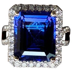 11.86 Karat Tansanit und Diamant Cocktail-Ring