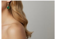 11.86 Carats Colombian Emerald Cabochon Dangle Earrings 18K Yellow Gold