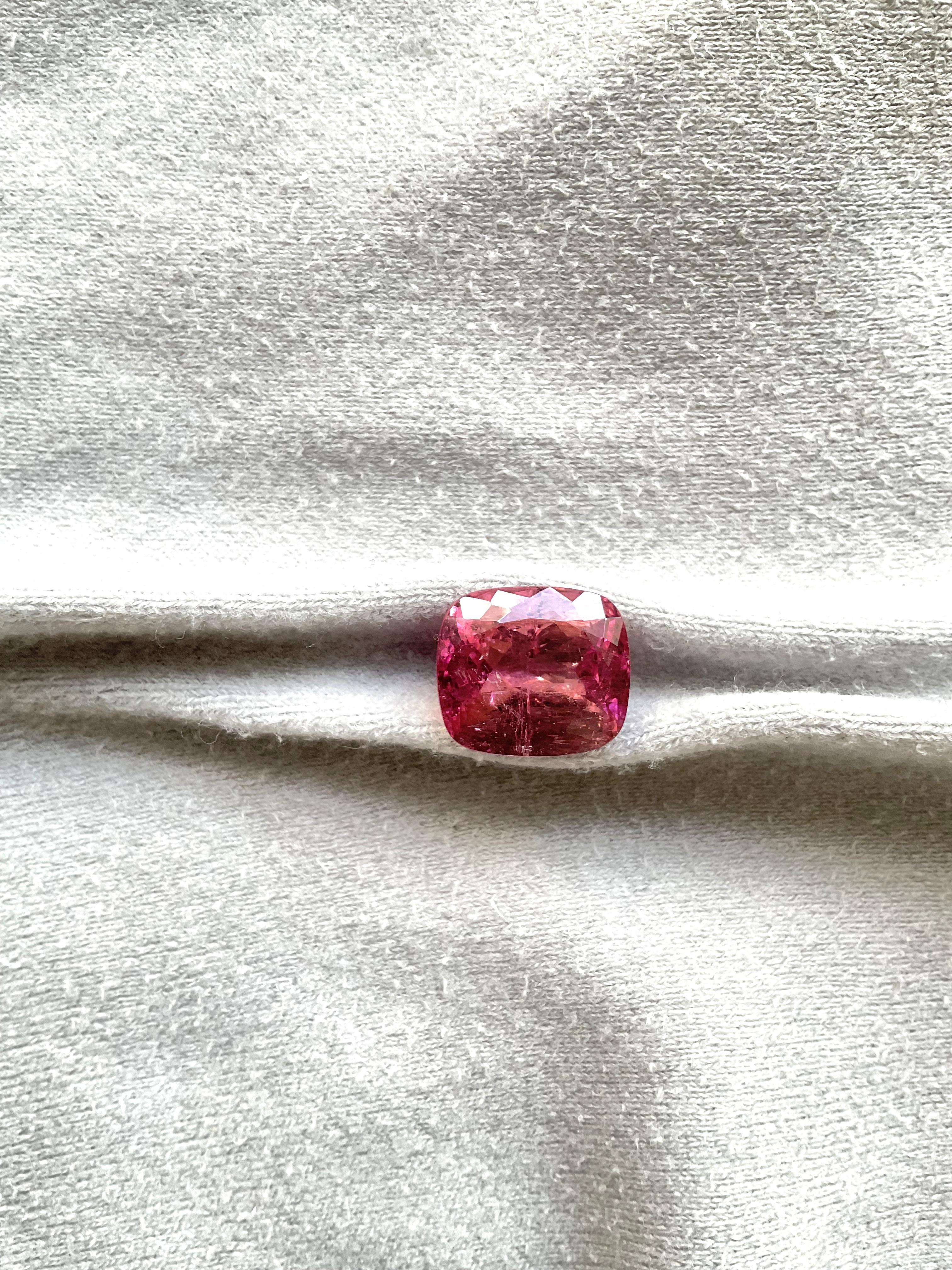 Cushion Cut 11.86 Carats Neon Pink Tourmaline Cushion Faceted Cut Stone Natural Gemstone For Sale
