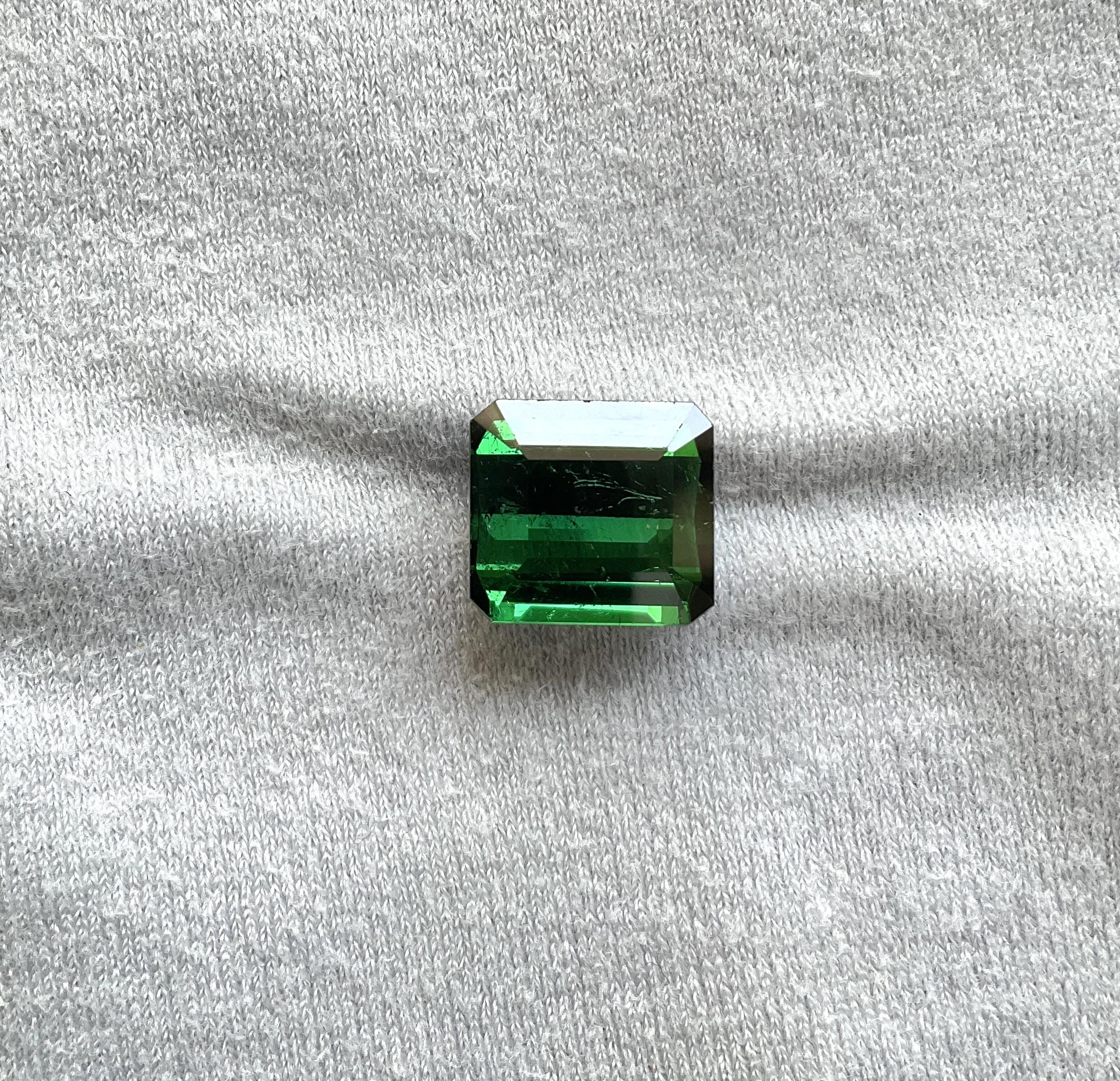 Art Deco 11.86 carats Nigeria green tourmaline Top Quality Octagon Cut stone natural Gem For Sale