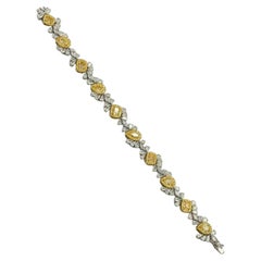 11.87 Carat Yellow and White Diamond Mix Cut Tennis Bracelet