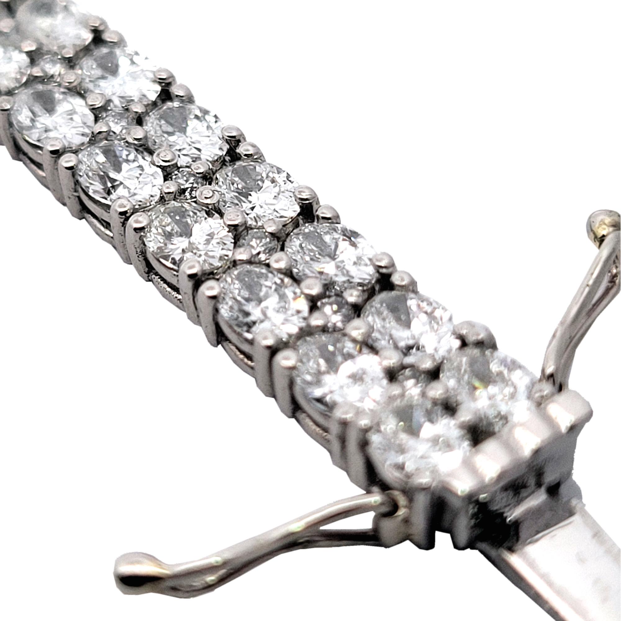 Bracelet tennis en platine avec diamants ovales et ronds à double rangée de 11,87 carats Neuf - En vente à Los Angeles, CA