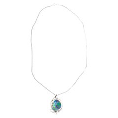 11.88 Carat Australian Boulder Opal Diamond Platinum Pendant