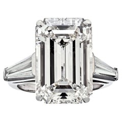 Vintage 11.89 Carat Emerald Cut Diamond I/VS1 GIA Platinum Engagement Ring