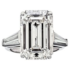 Bague de fiançailles en platine avec diamant taille émeraude de 11,89 carats certifié GIA I/VS1