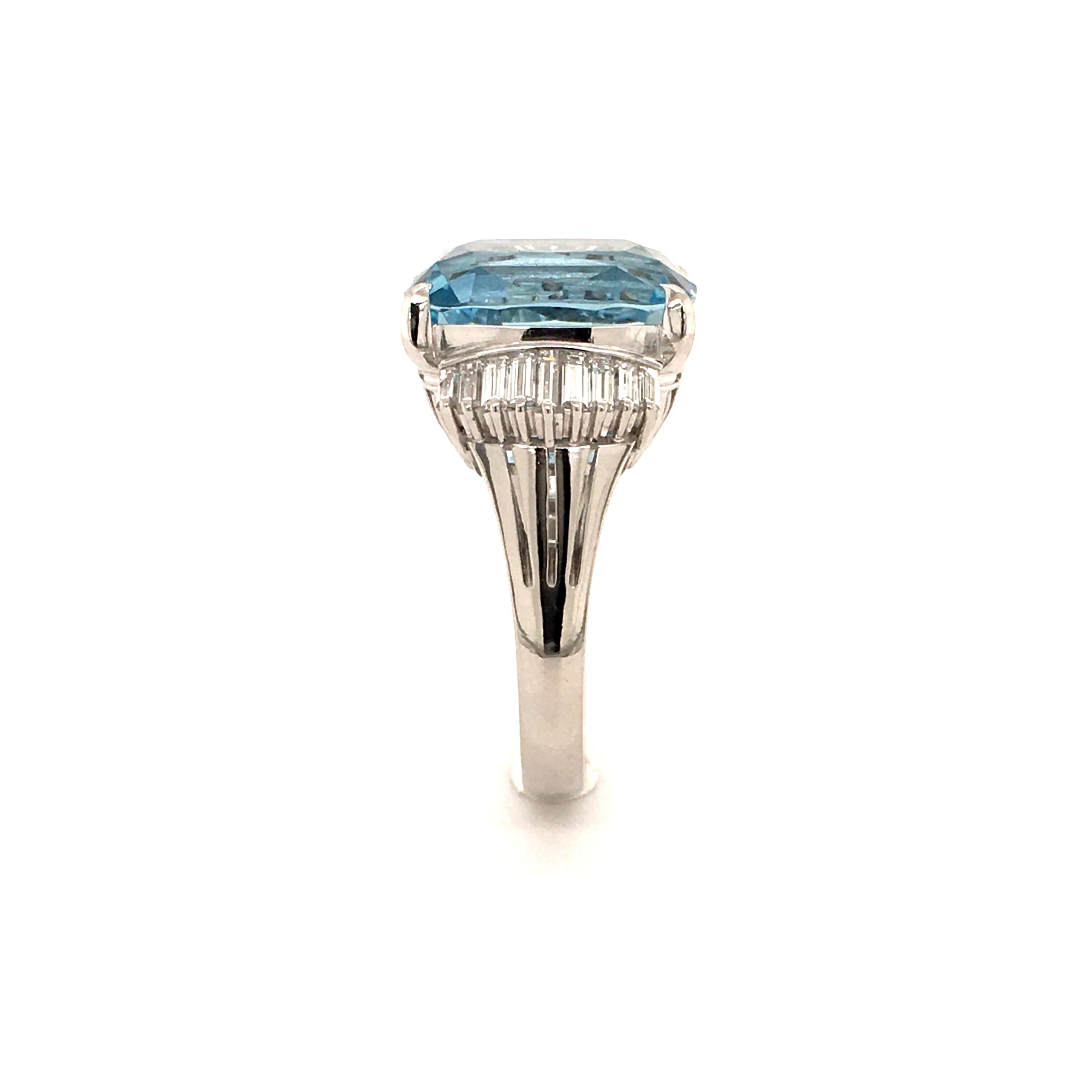 11.89 Carat Aquamarine Ring with Diamonds in Platinum 6