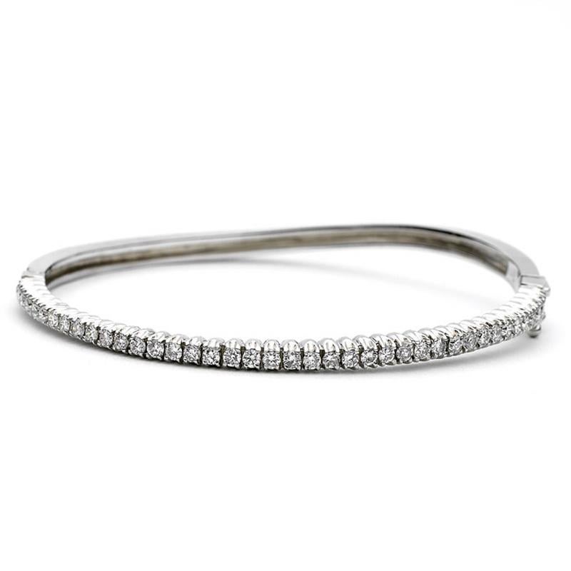 Round Cut 1.18 Carat Total Weight Diamond Bangle Bracelet, 14 Karat Gold, Ben Dannie For Sale