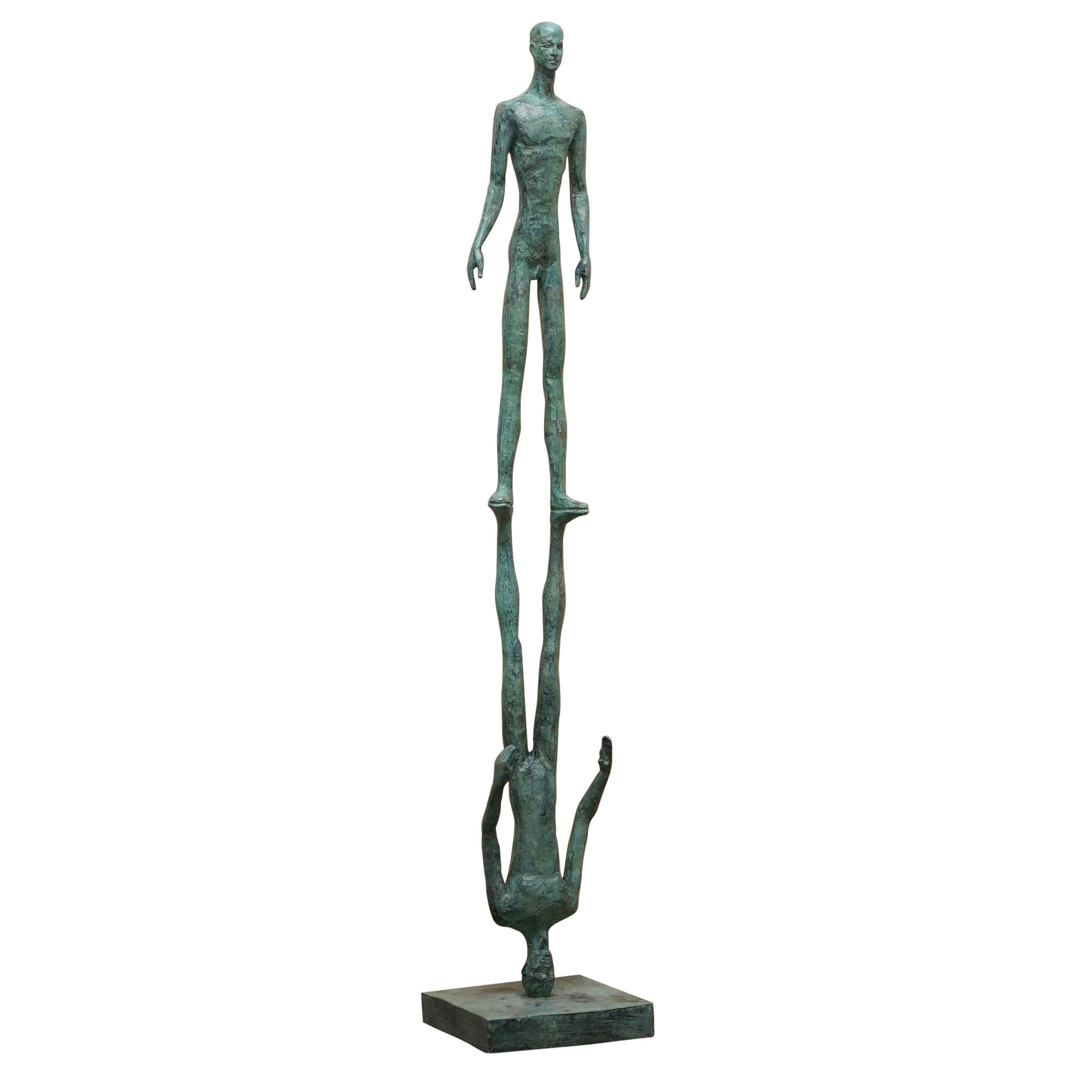 Solid Bronze Mirrored Man Maquette Statue Attributed to Lorenzo Quinn