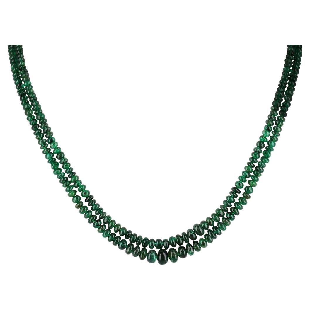 118ct 14K Collana a 2 fili di smeraldo naturale a rondelle 22" Greene & Greene 585
