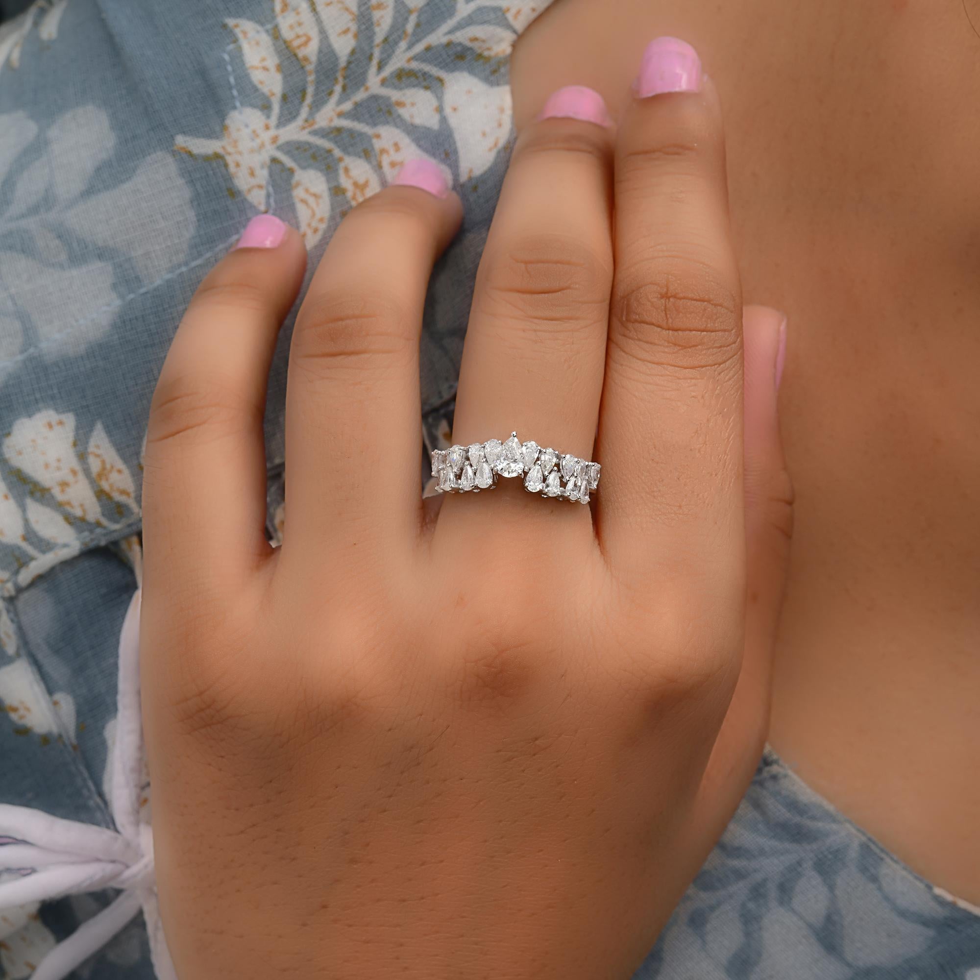 Im Angebot: 1.18Kt Brillant Birnenschliff Diamant dicker Ehering 14 Karat Weißgold () 2