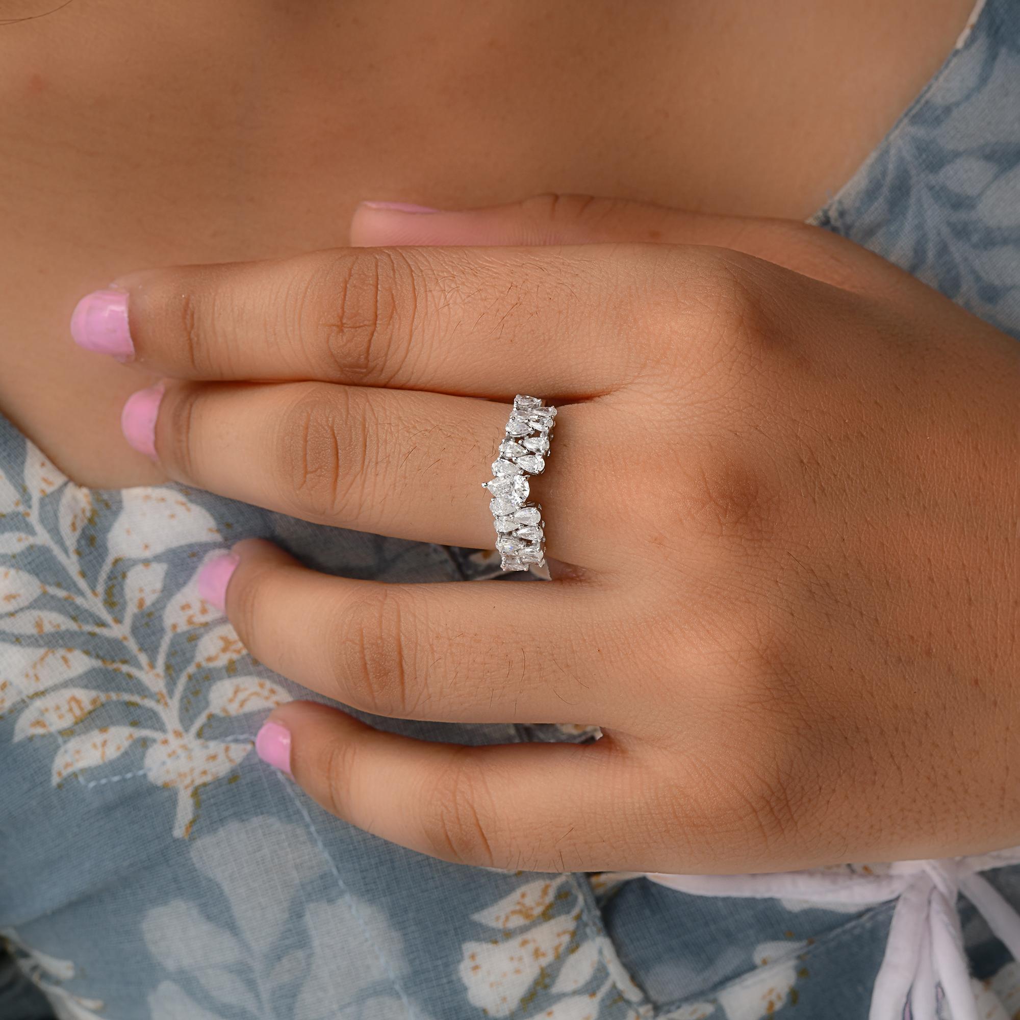 Im Angebot: 1.18Kt Brillant Birnenschliff Diamant dicker Ehering 14 Karat Weißgold () 4