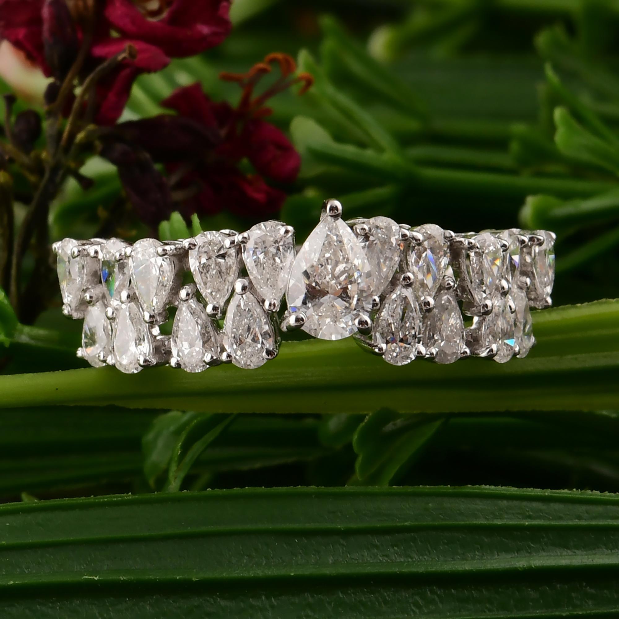 Im Angebot: 1.18Kt Brillant Birnenschliff Diamant dicker Ehering 14 Karat Weißgold () 5