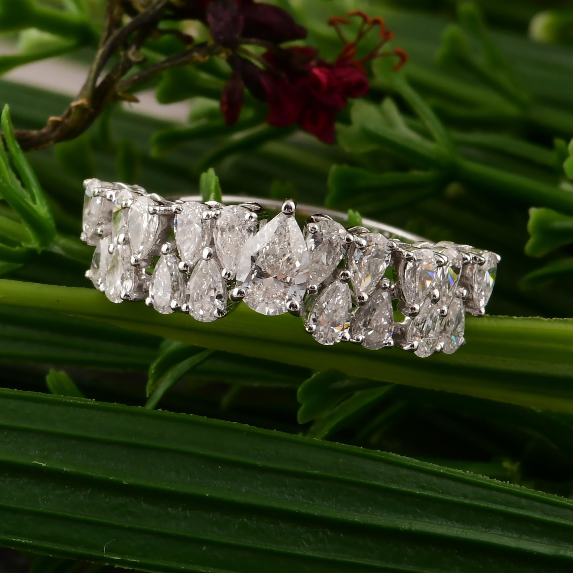 Im Angebot: 1.18Kt Brillant Birnenschliff Diamant dicker Ehering 14 Karat Weißgold () 6