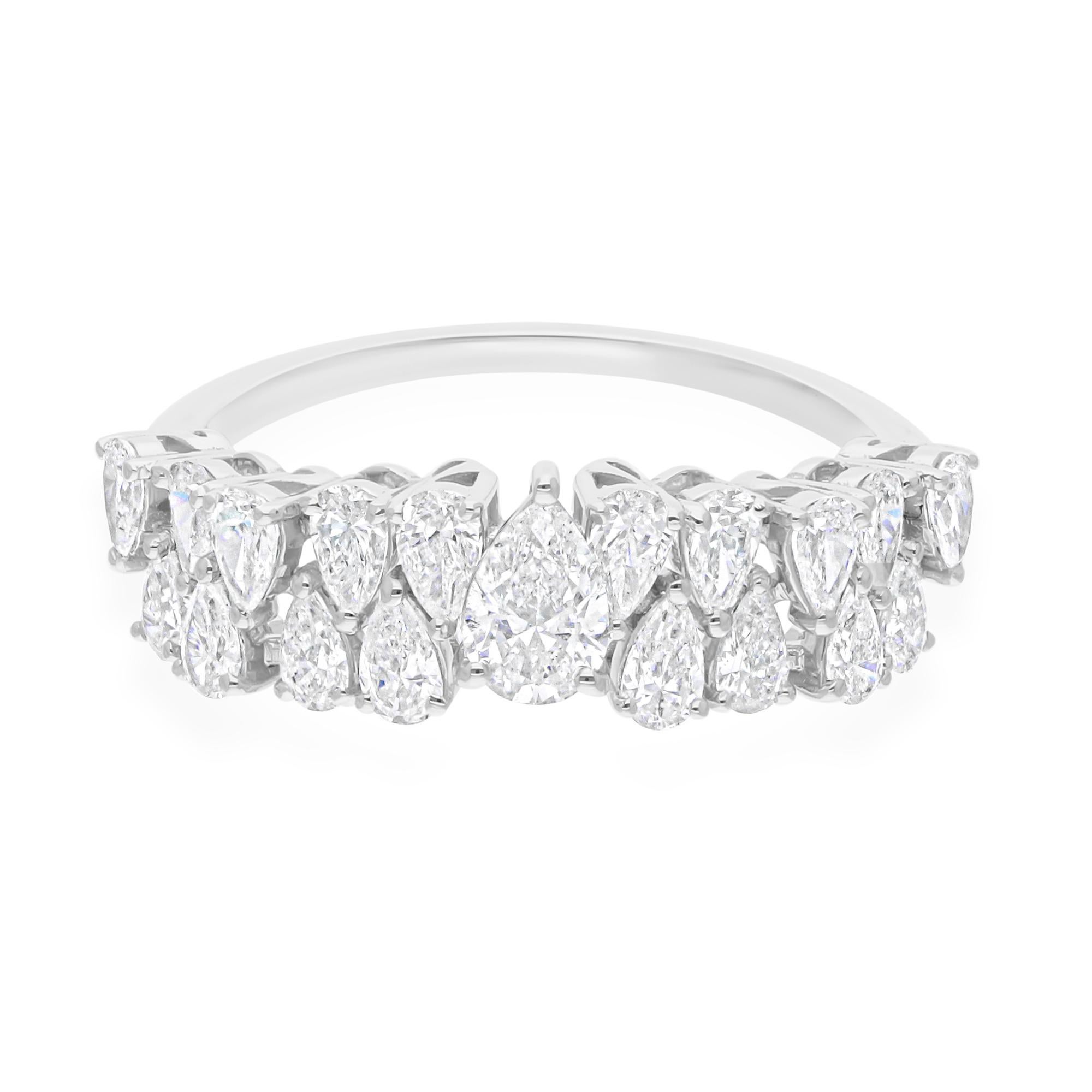 Im Angebot: 1.18Kt Brillant Birnenschliff Diamant dicker Ehering 14 Karat Weißgold () 8