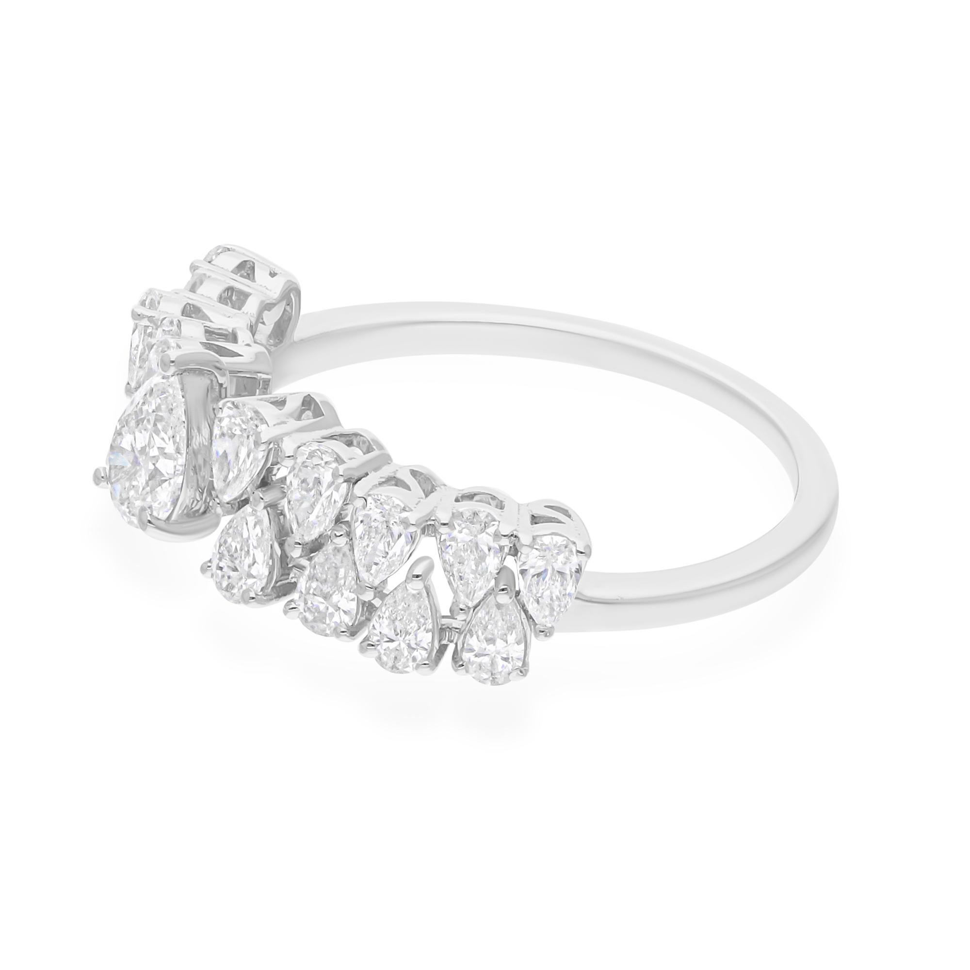 Im Angebot: 1.18Kt Brillant Birnenschliff Diamant dicker Ehering 14 Karat Weißgold () 9