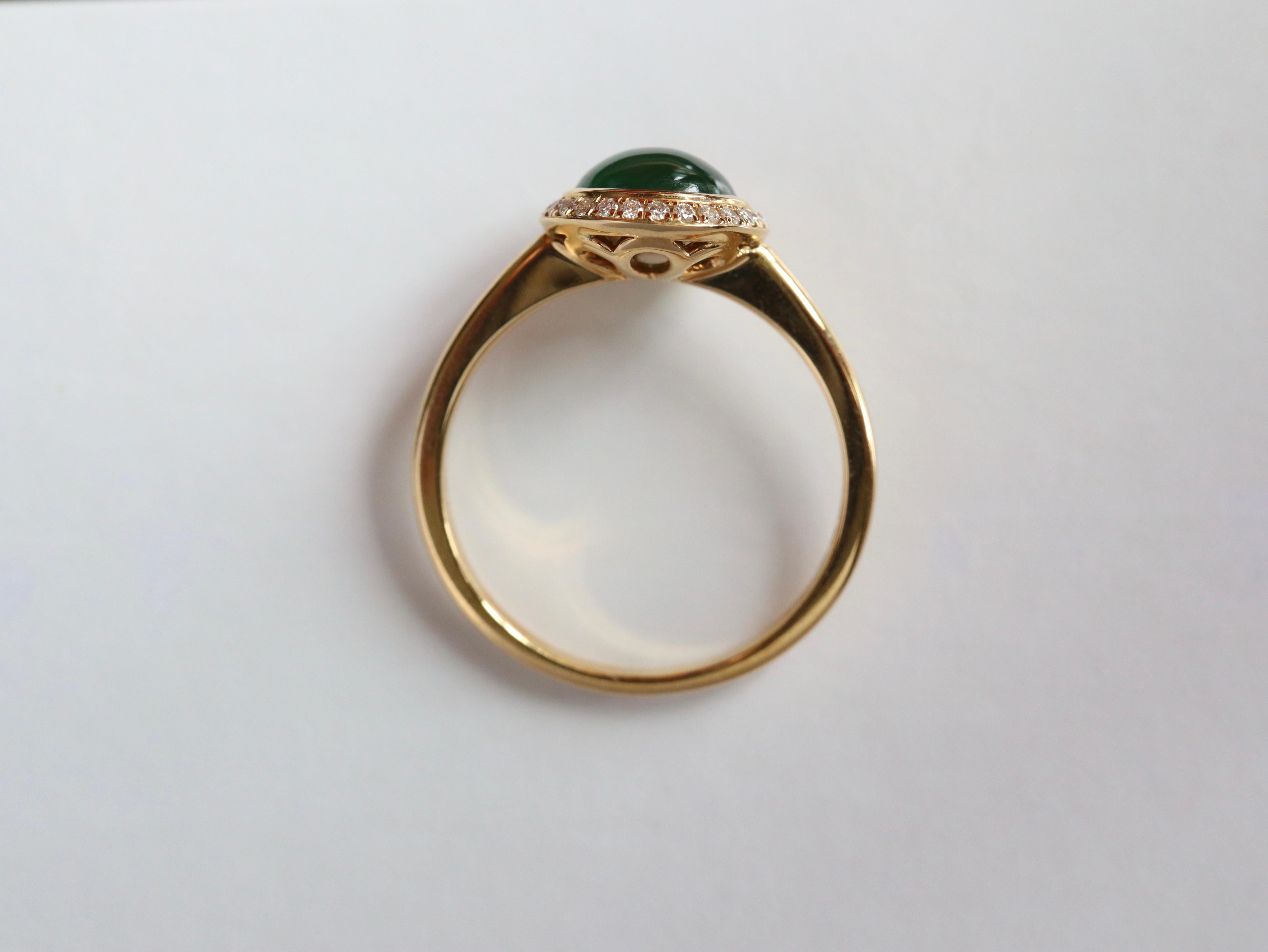 Art Deco 1.18Ct Burma Type A Jadeite Jade Ring in 18k solid gold For Sale