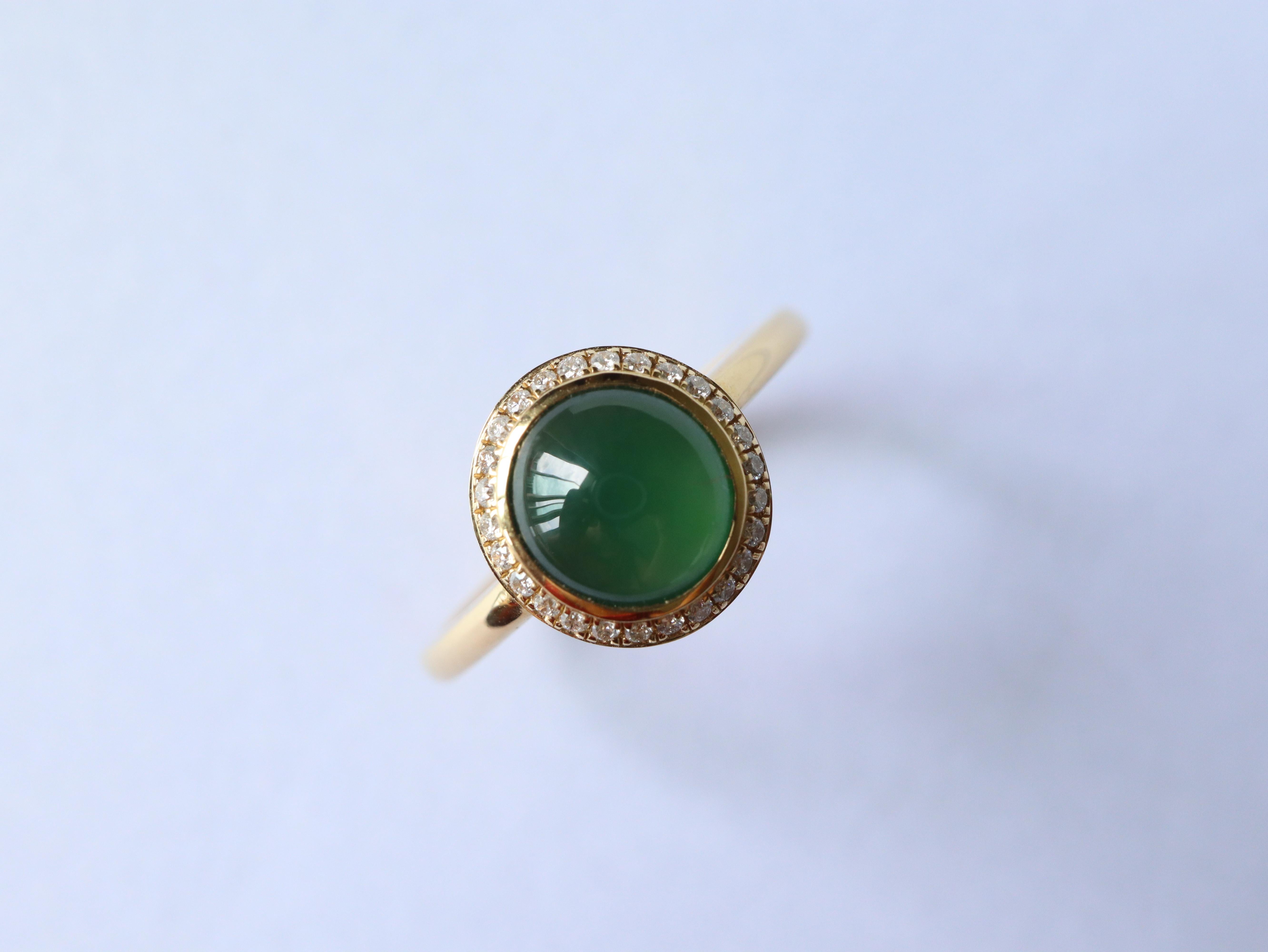Women's or Men's 1.18Ct Burma Type A Jadeite Jade Ring in 18k solid gold For Sale