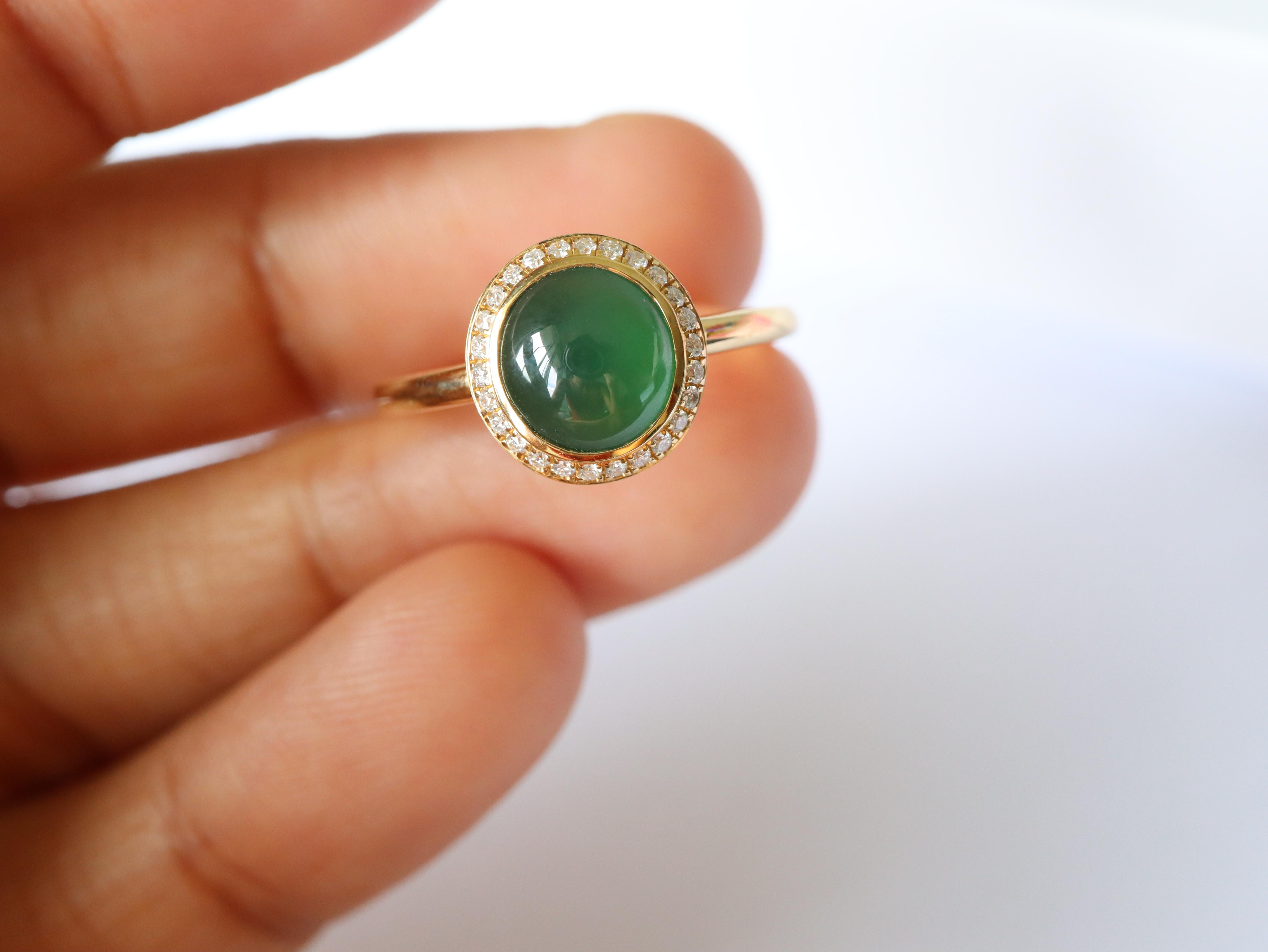 1.18Ct Burma Type A Jadeite Jade Ring in 18k solid gold For Sale 1