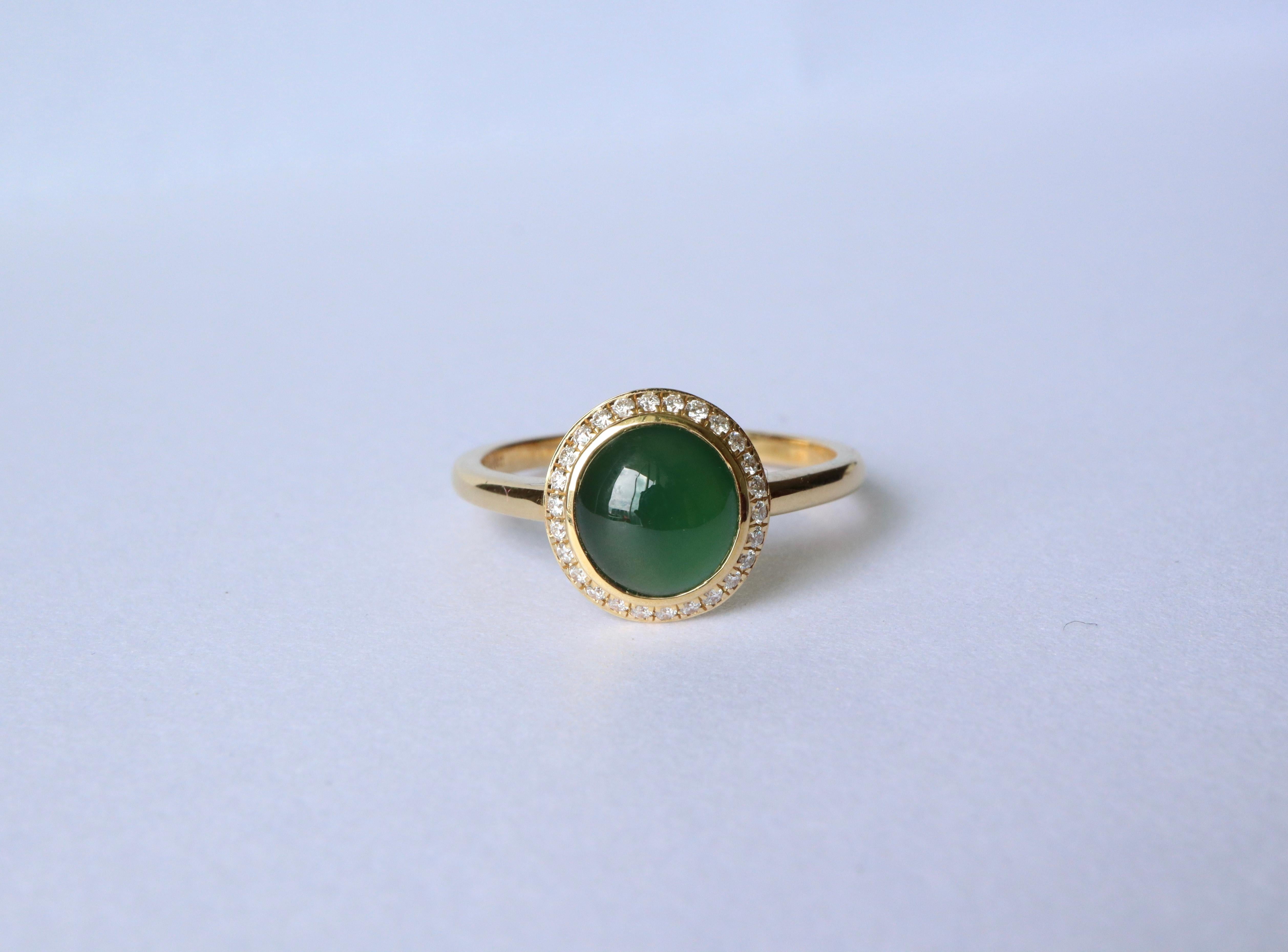 1.18Ct Burma Type A Jadeite Jade Ring in 18k solid gold For Sale 2