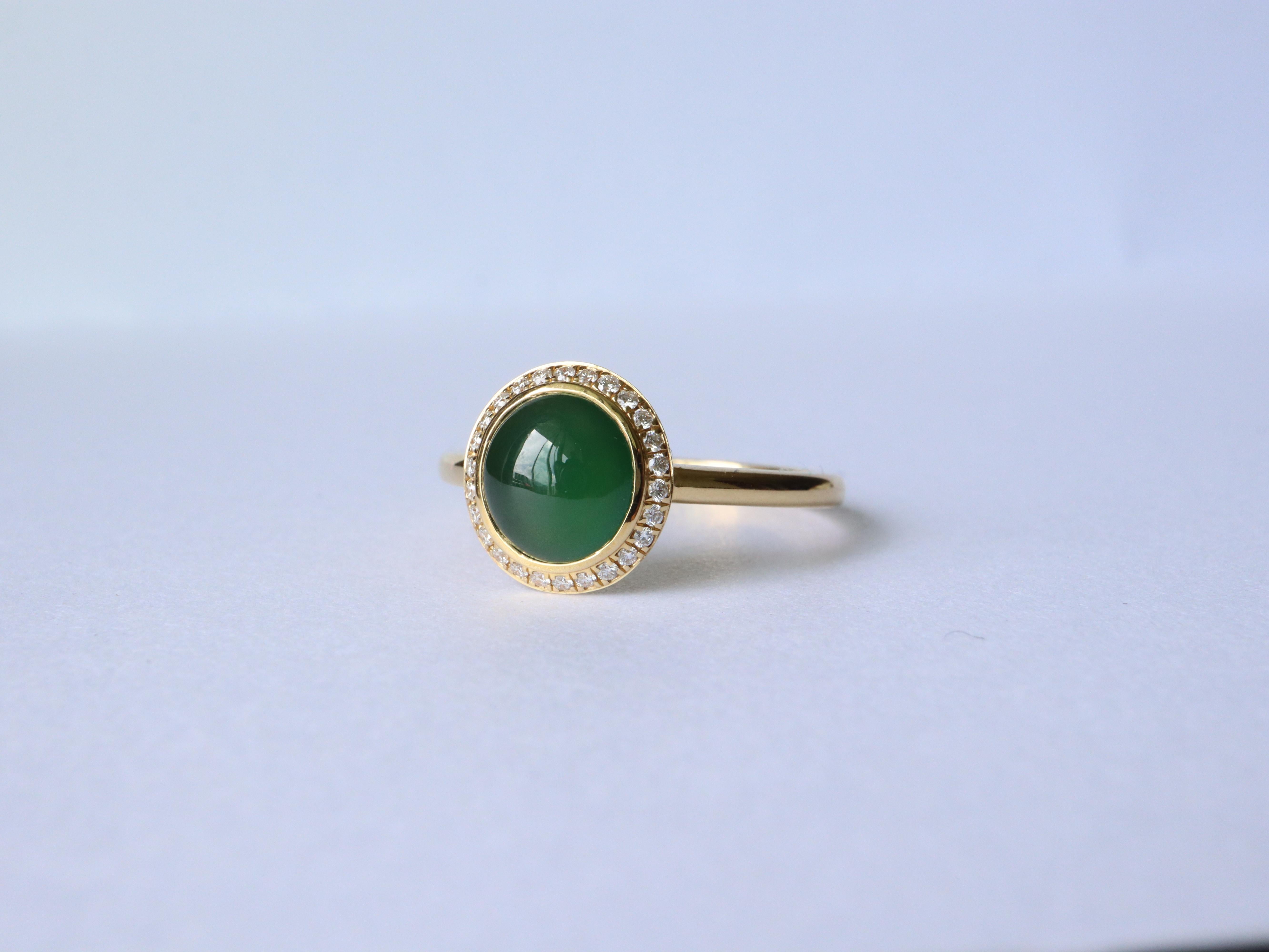 1.18Ct Burma Type A Jadeite Jade Ring in 18k solid gold For Sale 3