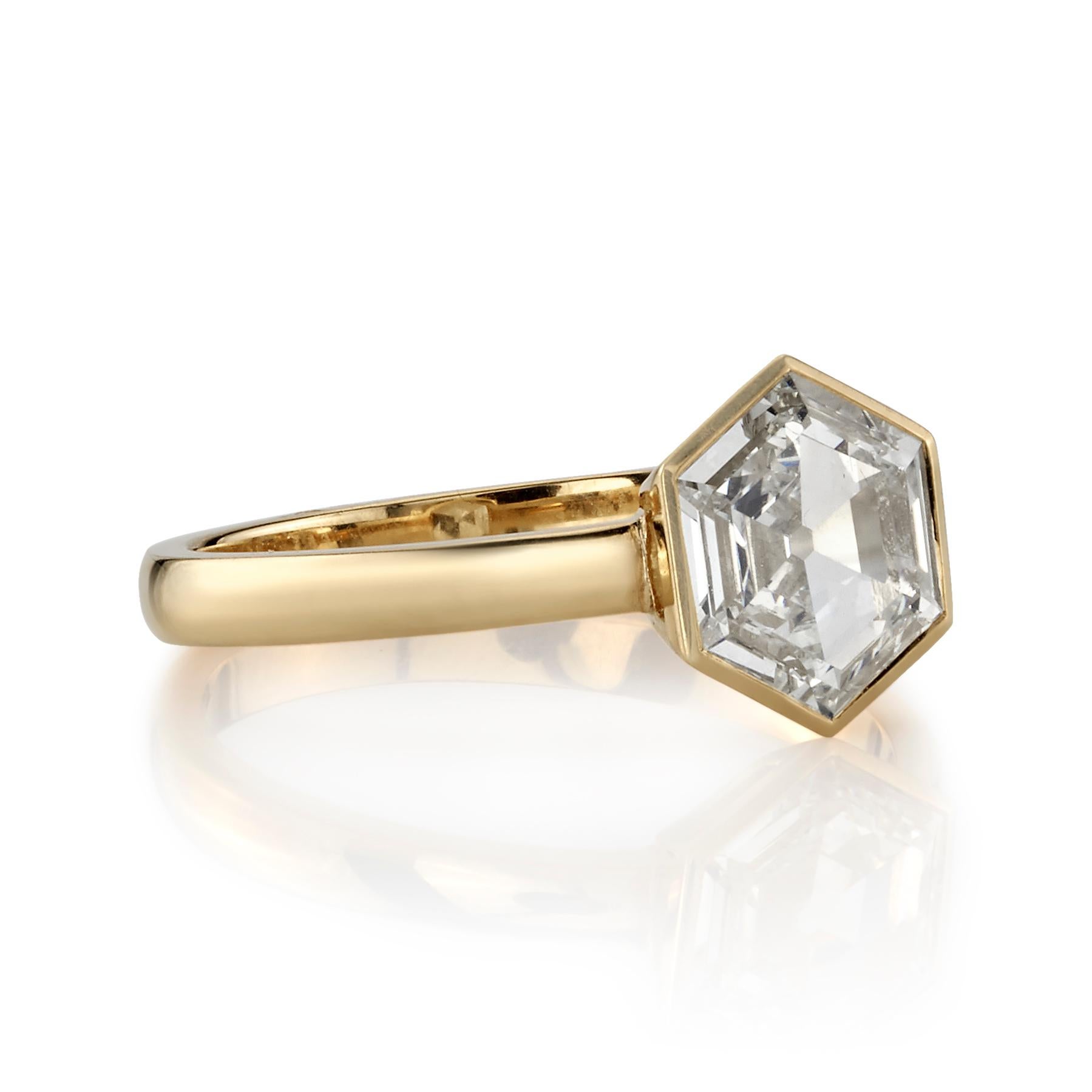 1.18ctw L/VS2 GIA certified hexagonal step cut diamond set in a handcrafted 18K yellow gold setting. 

