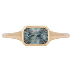 1.18ct Montana Sapphire Bezel Set Signet Ring 14K Gold R6749