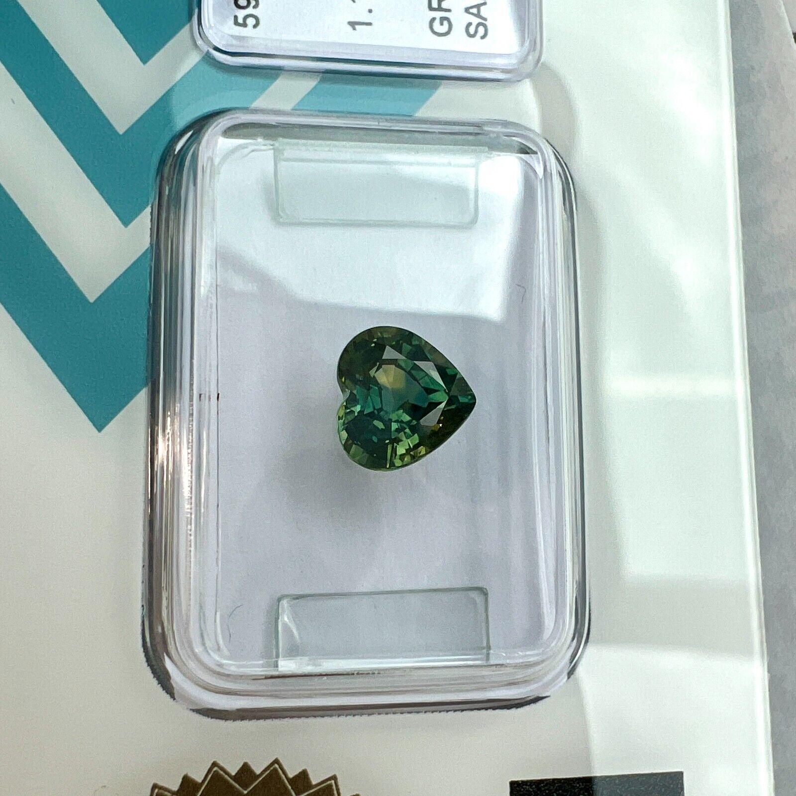 Saphir bicolore jaune bleu vert cœur non chauffé certifié IGI, 1,18 carat Unisexe en vente