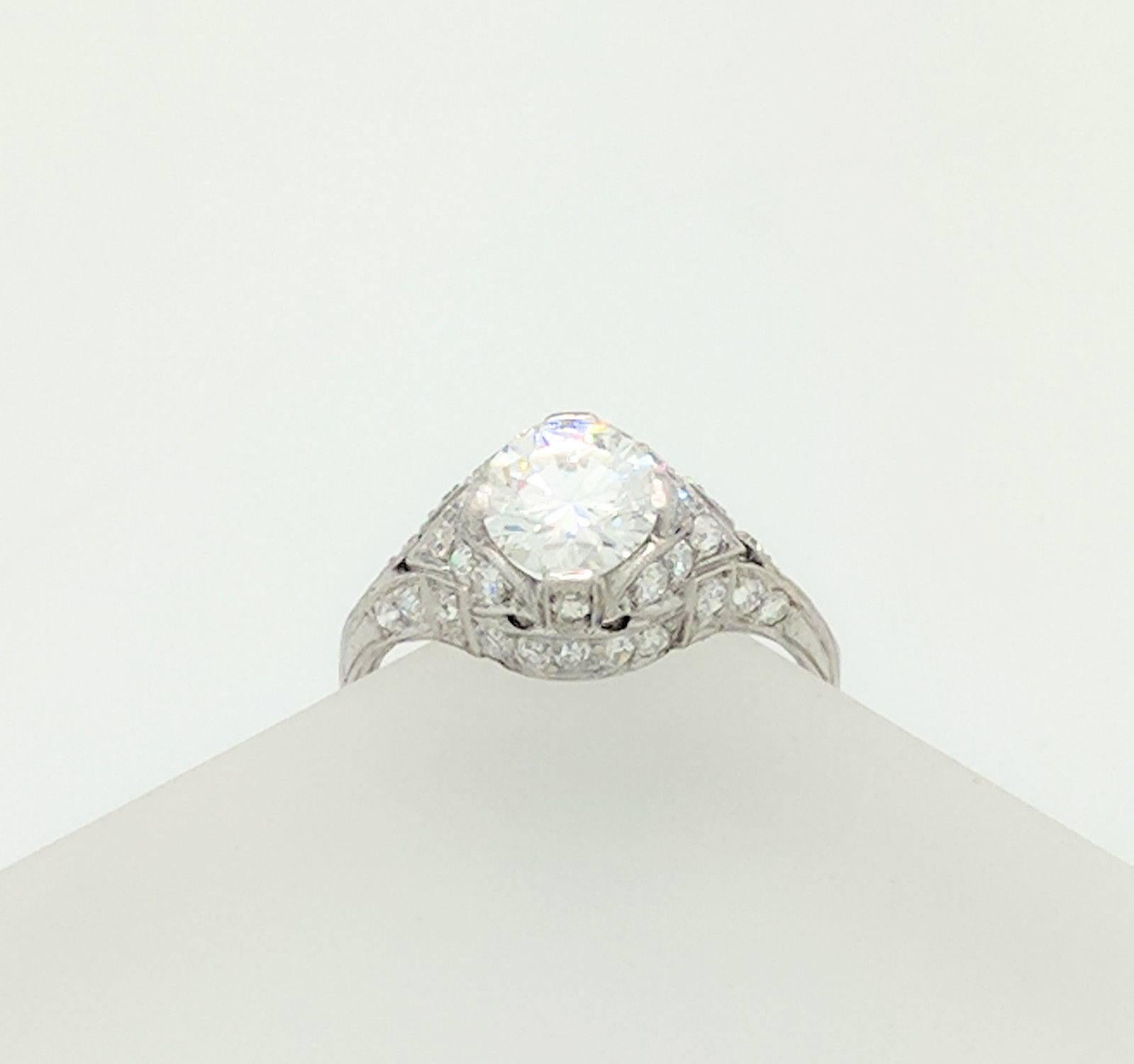 1.18ct Natural Round Brilliant Cut Platinum Diamond Estate Engagement Ring SI2/H 4
