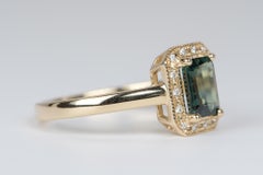 1.18ct Nigerian Sapphire with Diamond Halo 14K Yellow Gold Engagement Ring