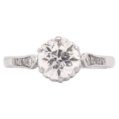 1.18ct Old Cut Diamond and Platinum Engagement Ring