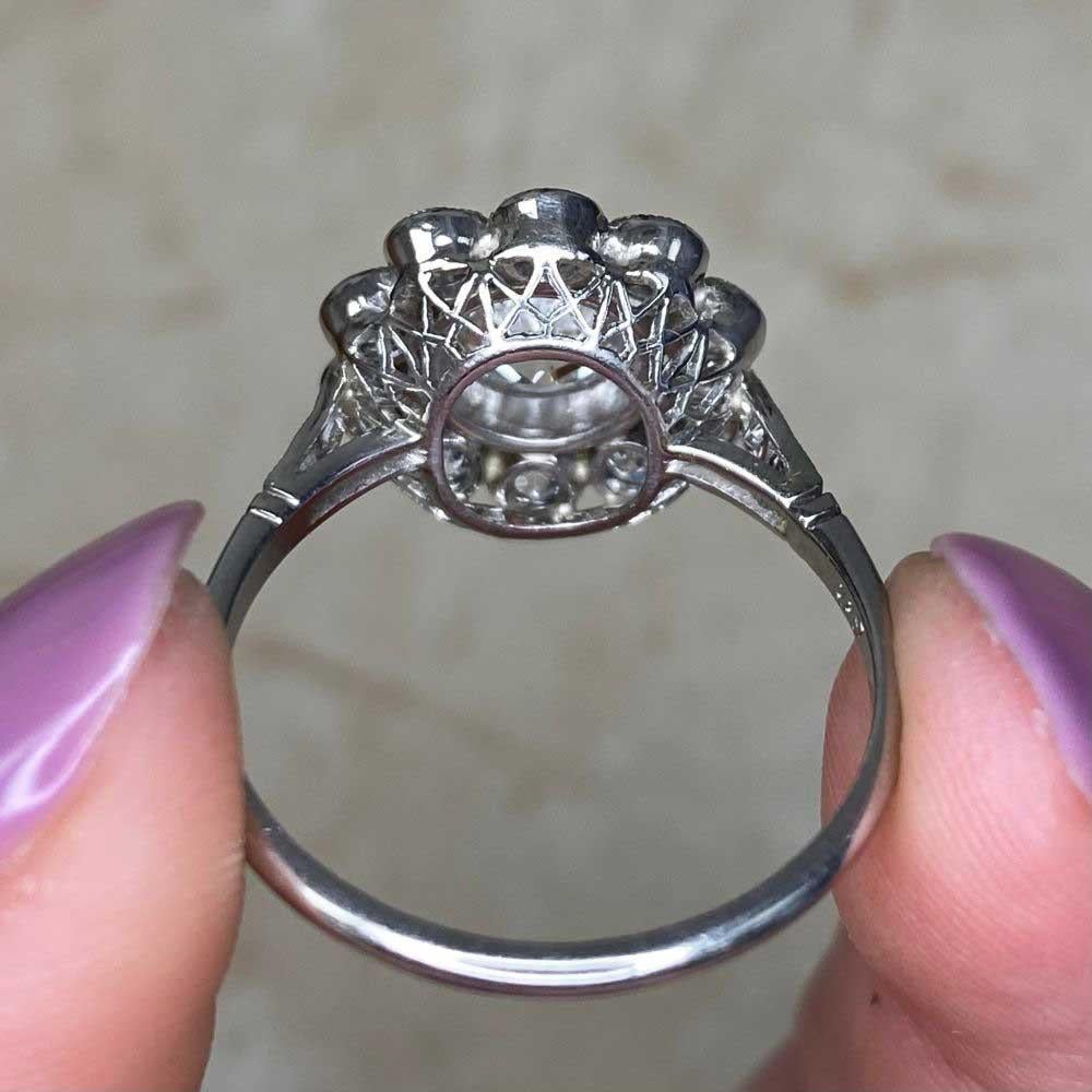 1.18ct Old European Cut Diamond Cluster Ring, I Color, Platinum For Sale 6