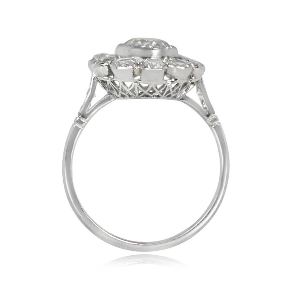 Art Deco 1.18ct Old European Cut Diamond Cluster Ring, I Color, Platinum For Sale