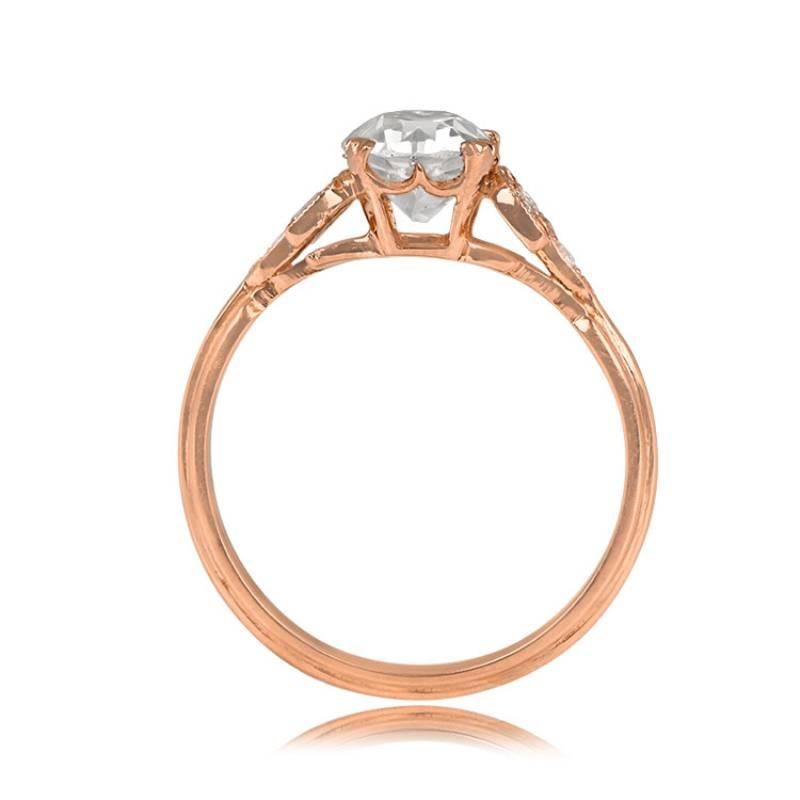 Women's 1.18ct Old European Cut Diamond Engagement Ring, 18k Rose Gold For Sale