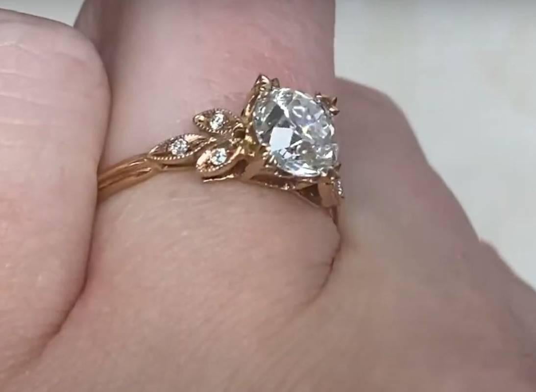 1.18ct Old European Cut Diamond Engagement Ring, 18k Rose Gold For Sale 1