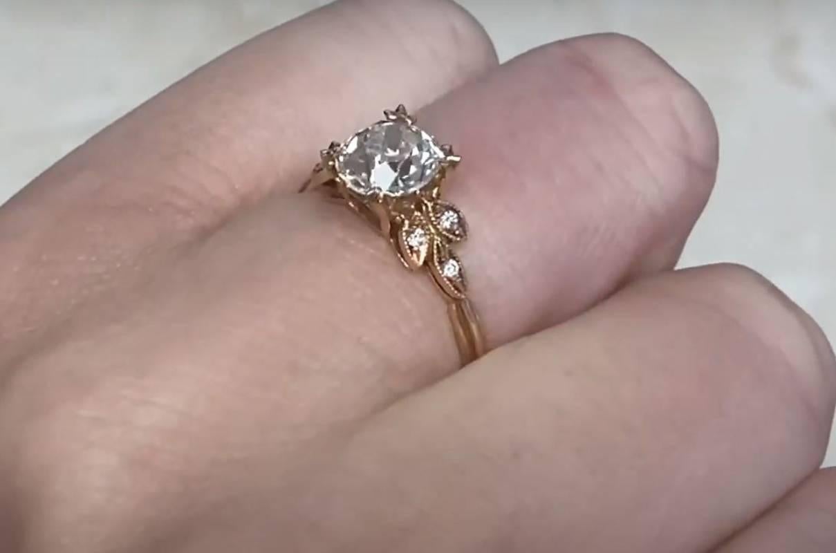 1.18ct Old European Cut Diamond Engagement Ring, 18k Rose Gold For Sale 2