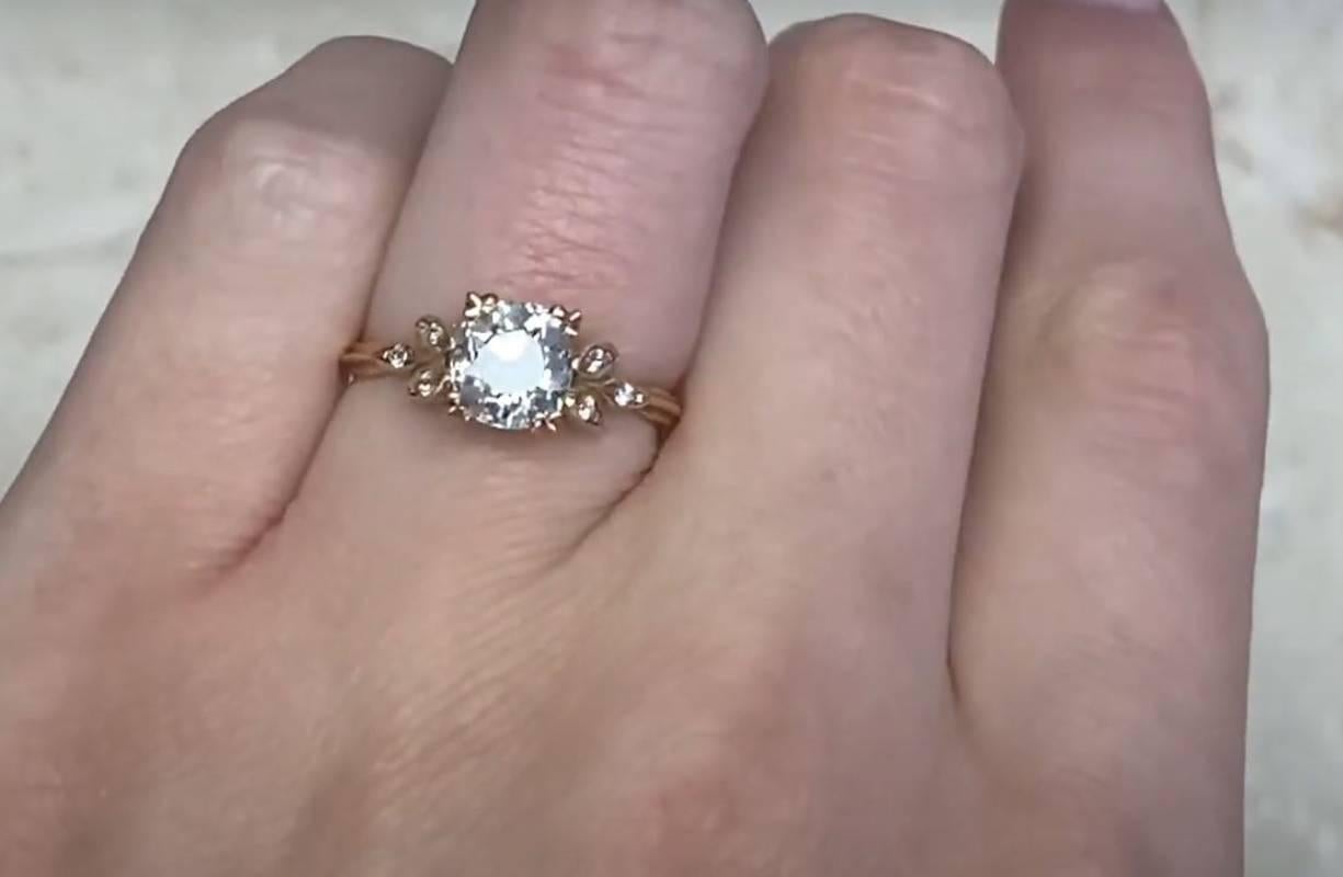1.18ct Old European Cut Diamond Engagement Ring, 18k Rose Gold For Sale 4